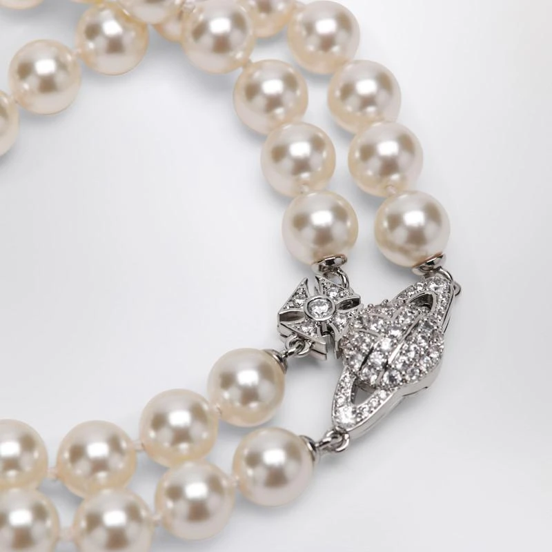 Vivienne Westwood Double bracelet with pearls and Orb logo 4