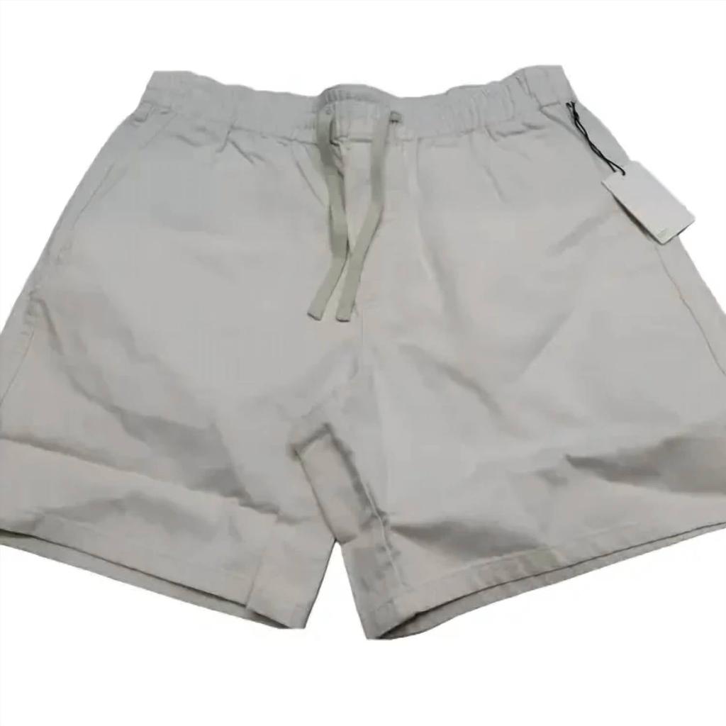 AIMÉ LEON DORE Men's Drawstring Chino Cotton Short In Silver Birch White