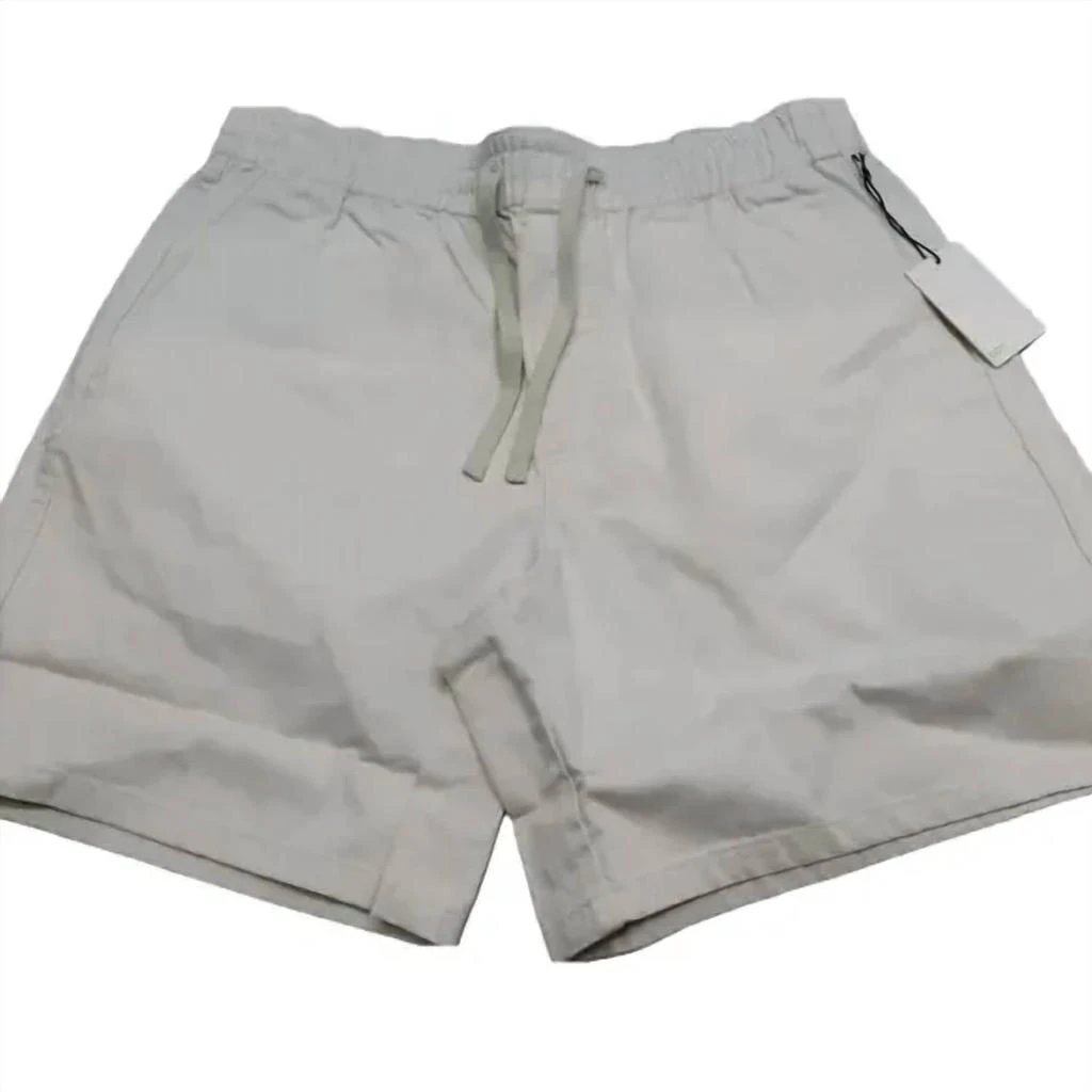 AIMÉ LEON DORE Men's Drawstring Chino Cotton Short In Silver Birch White 1