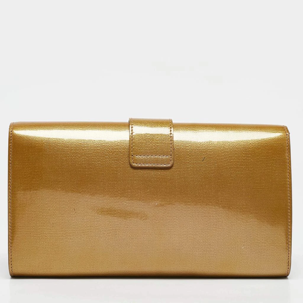 Yves Saint Laurent Yves Saint Laurent Gold Patent Leather Y-Ligne Flap Clutch 4