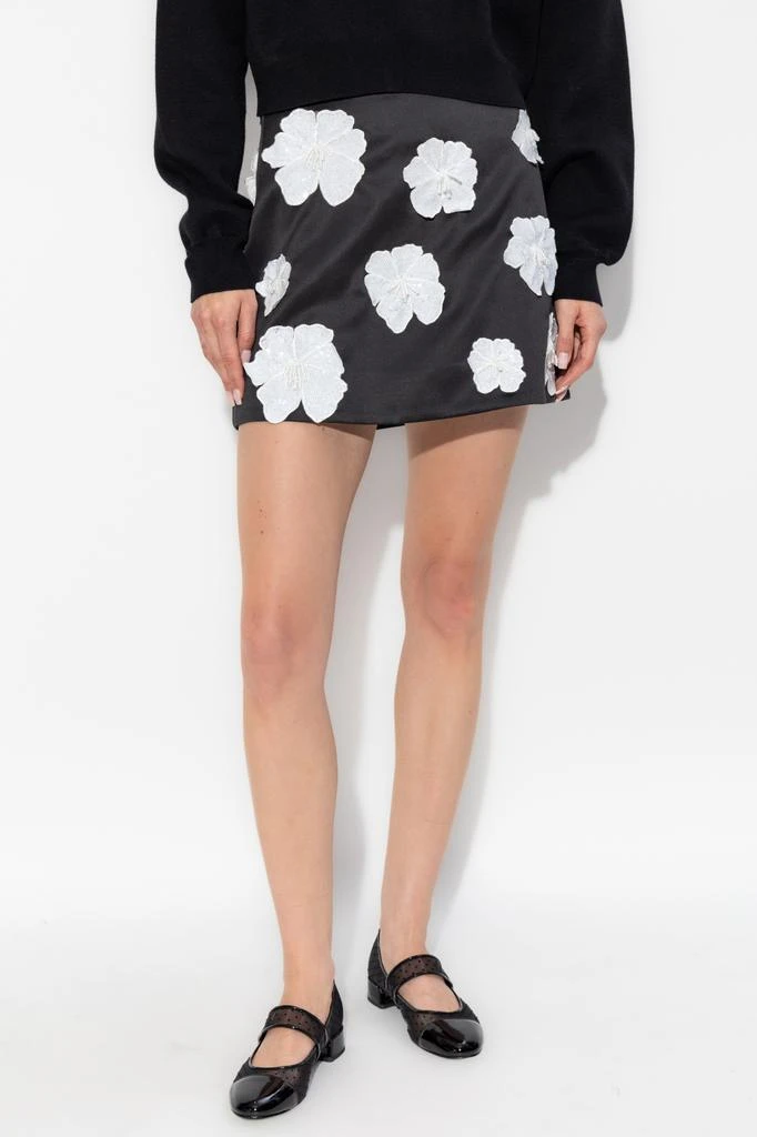 ROTATE Birger Christensen Skirt with floral motif appliqués 3