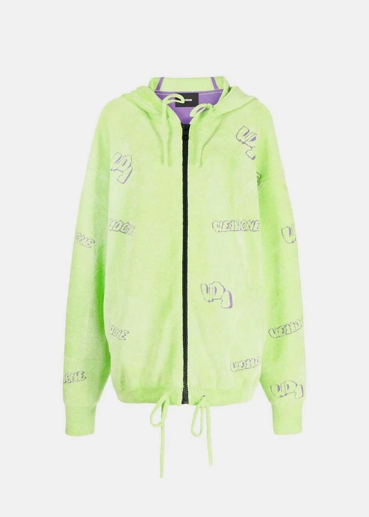 WE11DONE WE11DONE Lime All Over Zip Up Knit Hoodie 1