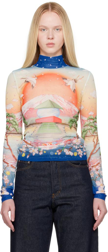 Casablanca Multicolor Printed Mesh Top