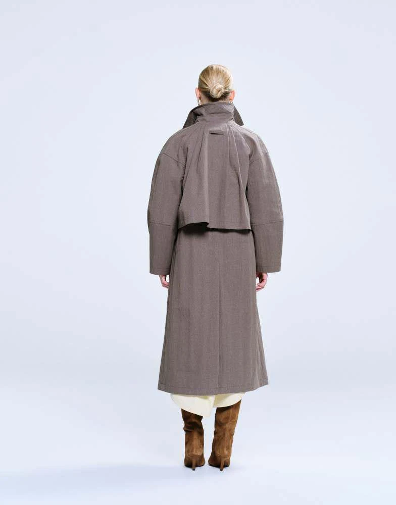 ASOS ASOS DESIGN longline trench coat with pleat detail in mushroom 4