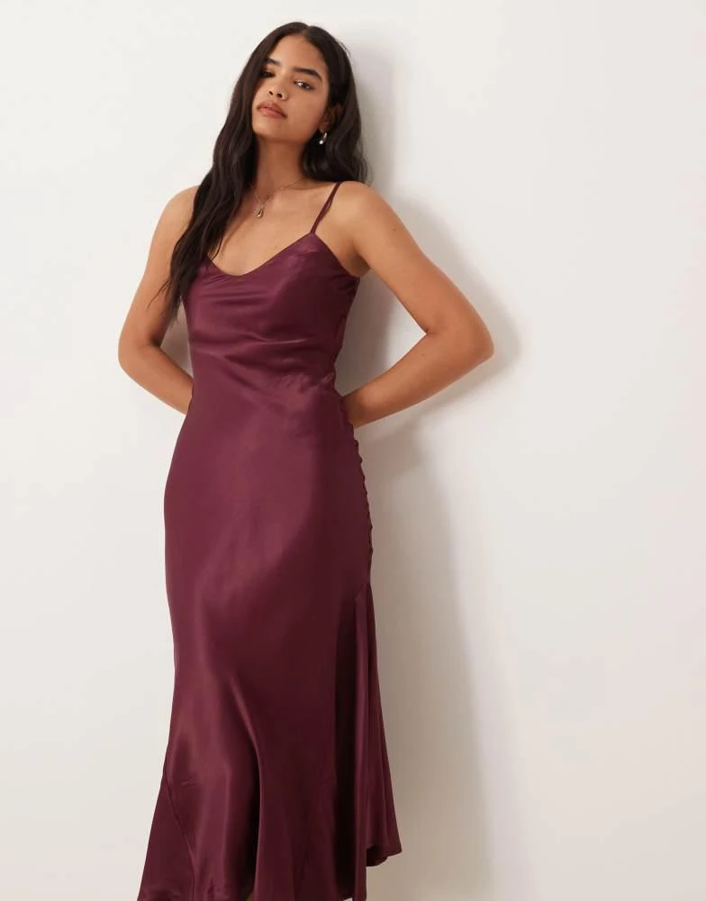 princess polly baby blue dress ASOS ASOS DESIGN v neck cami satin slip midi dress in burgundy - Dresses &  Skirts - Free Shipping