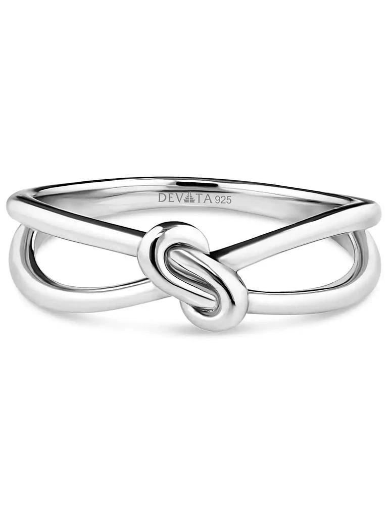 DEVATA Love Knot Ring in Rhodium Plated Sterling Silver, Size
