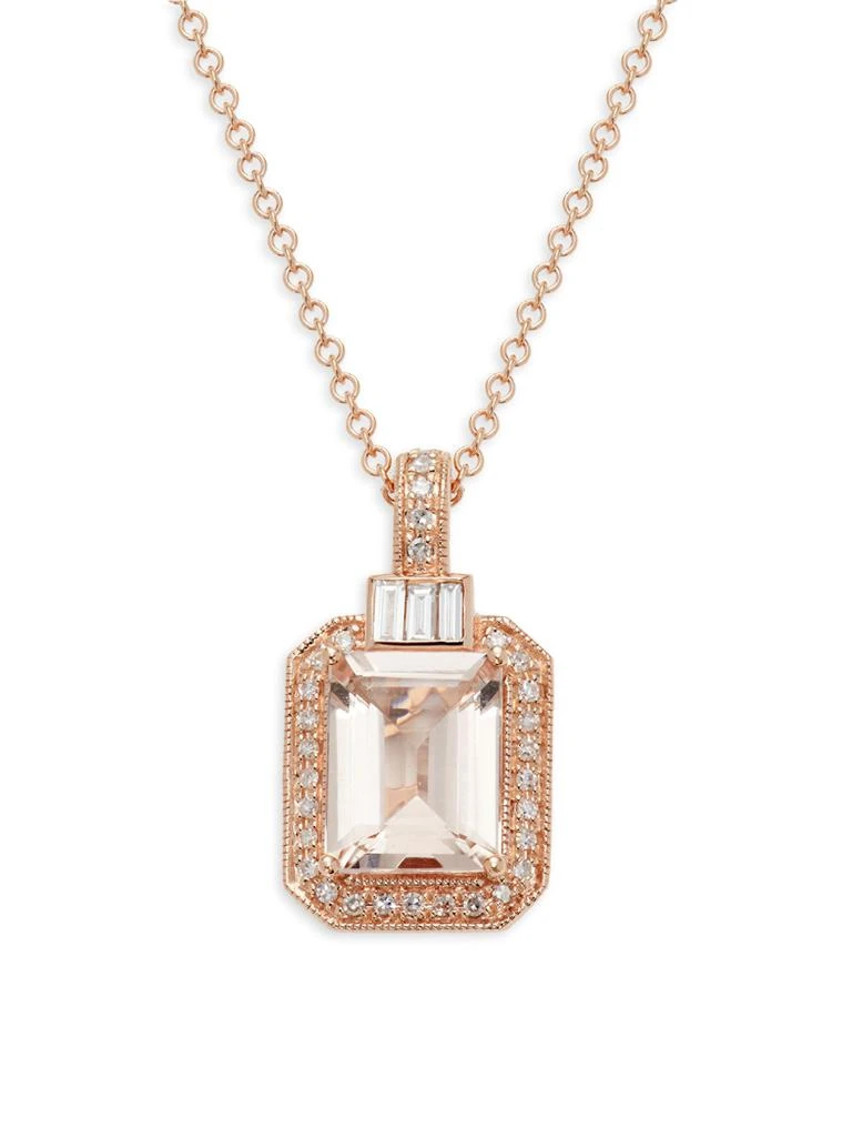 Effy 14K Rose Gold, Diamond 
Morganite Pendant Necklace