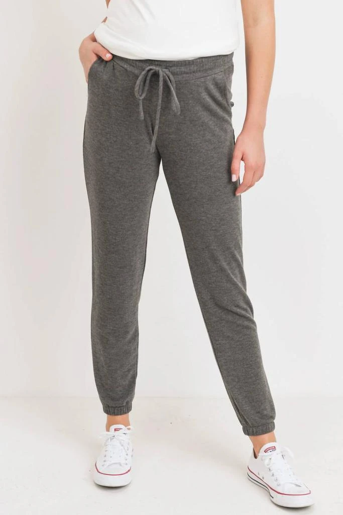 Hello Miz Two-Tone Brushed Terry Maternity Sweatpants In Charcoal 1