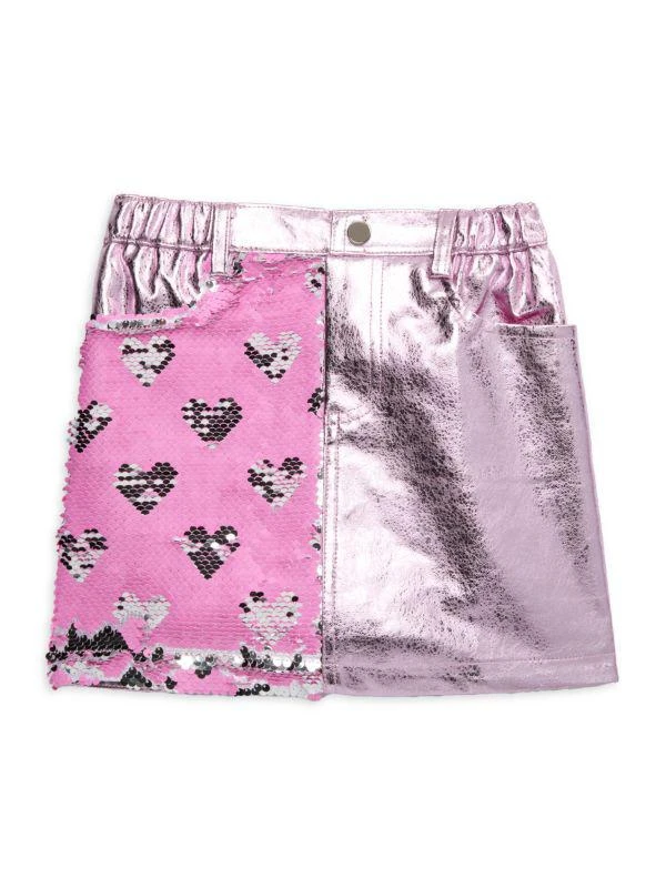 Baby Sara Little Girl's Sequin Heart Metallic Mini Skirt 3