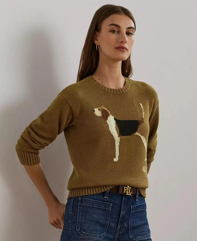 Ralph Lauren Women's Intarsia-Knit Beagle Cotton Sweater 1