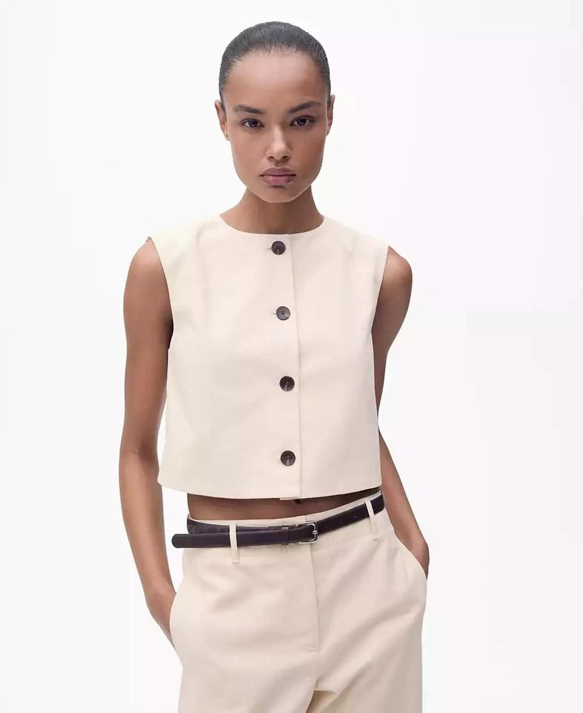 Mango Women's Buttons Cotton Crop Top 1