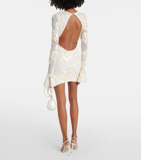 ROTATE Birger Christensen Bridal Rosita floral-appliqué mesh minidress 3