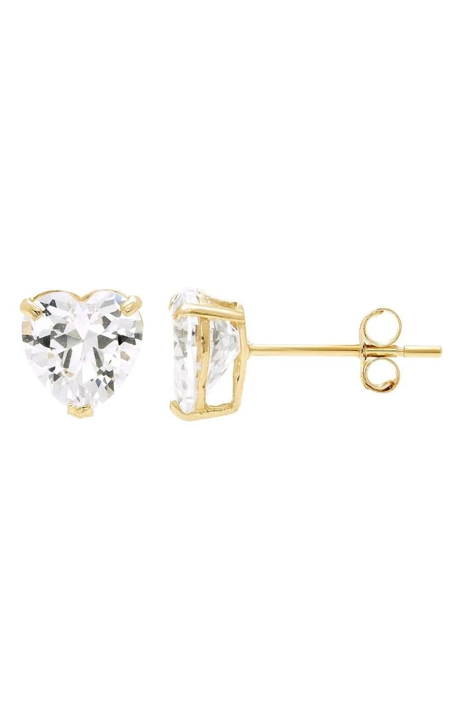 A&M 14K Yellow Gold Cubic Zirconia Heart Stud Earrings 1