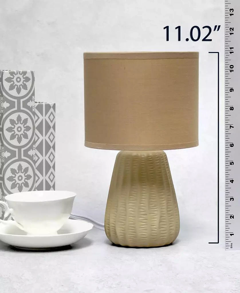 Simple Designs 11.02" Traditional Mini Modern Ceramic Texture Pastel Accent Bedside Table Desk Lamp with Matching Fabric Shade 14