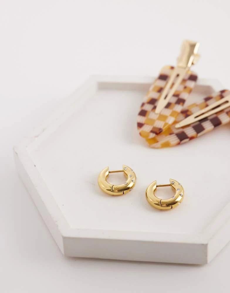Abbott Lyon Abbott Lyon polka dot embellished hoop earrings in 18k plated stainless steel in gold 2