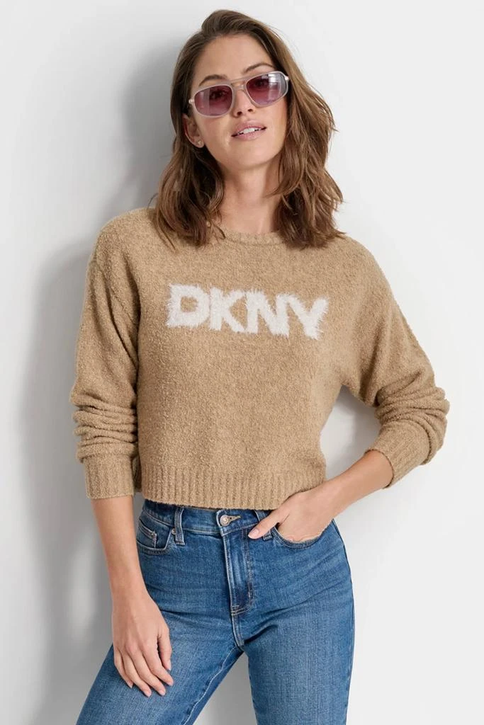 DKNY TINSEL LOGO BOUCLE SWEATER 1