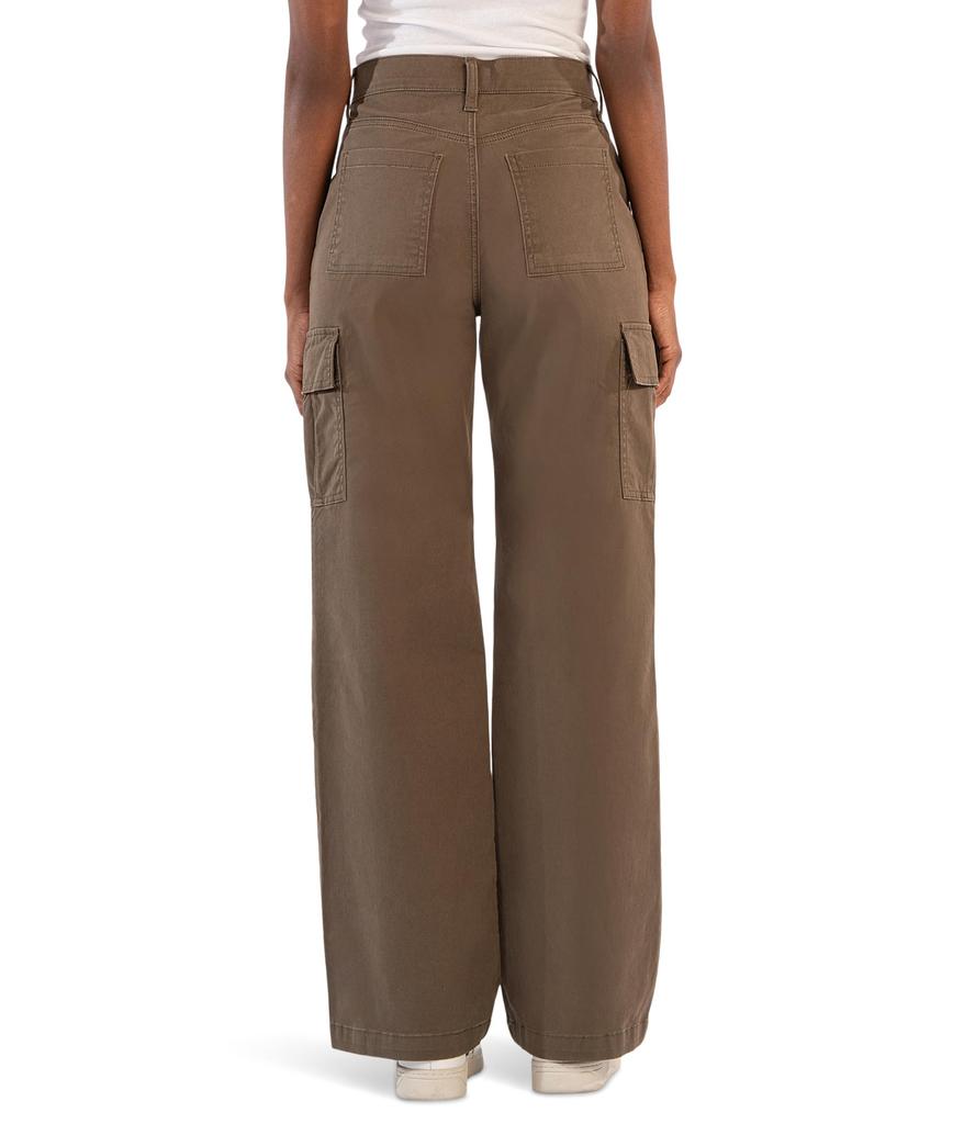 KUT from the Kloth Miller High-Rise Straight Wide Leg Cargo Pockets in Oregano