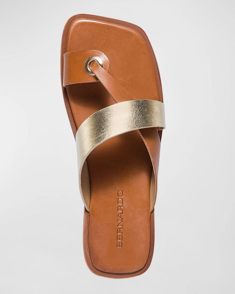 Bernardo Mixed Leather Toe-Ring Slide Sandals 5