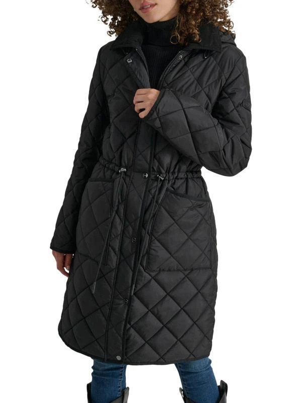 Quilted Jacket Dkny Anorak Coat DKNY Women Plus Size Faux-Fur Trim