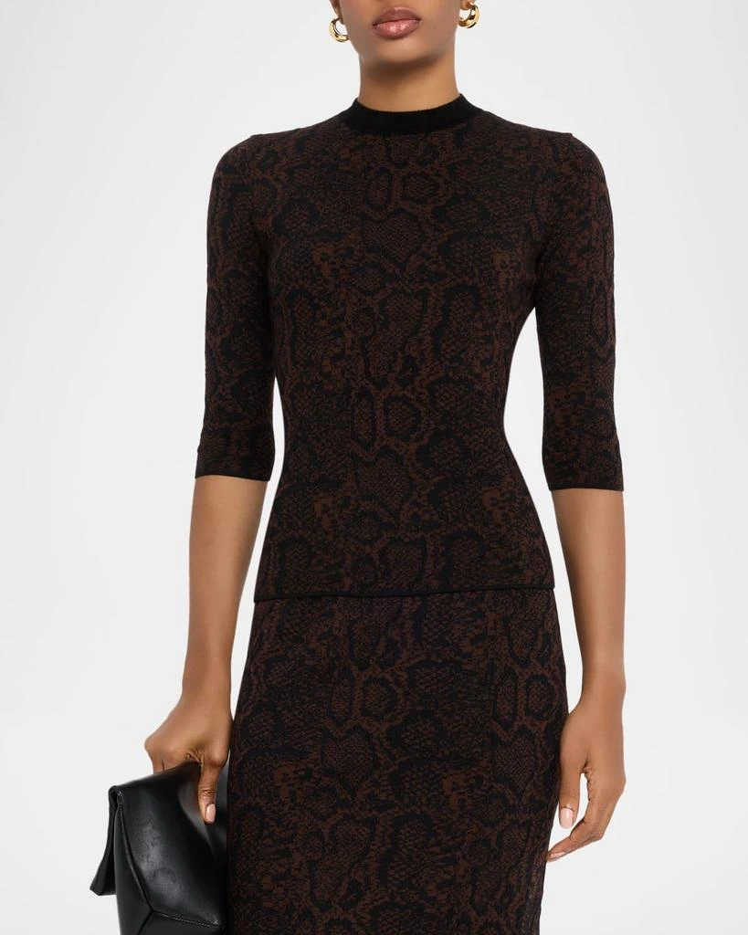 Stella McCartney Textured Snake Jacquard Elbow-Sleeve Top 4