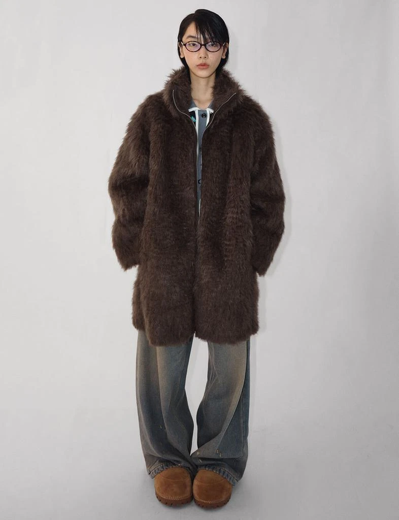 Pixie Market Brown  Faux Fur Coat 3