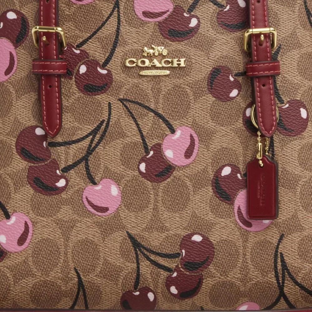 Coach Mollie Tote Bag 25 In Signature Canvas With Cherry Print 7