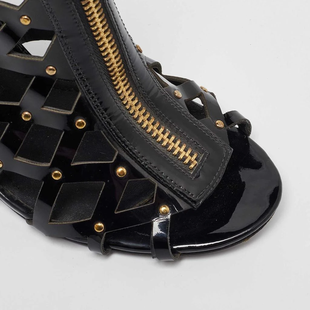 PIERRE BALMAIN Pierre Balmain Black Patent Leather Studded Cage Sandals Size 41 7