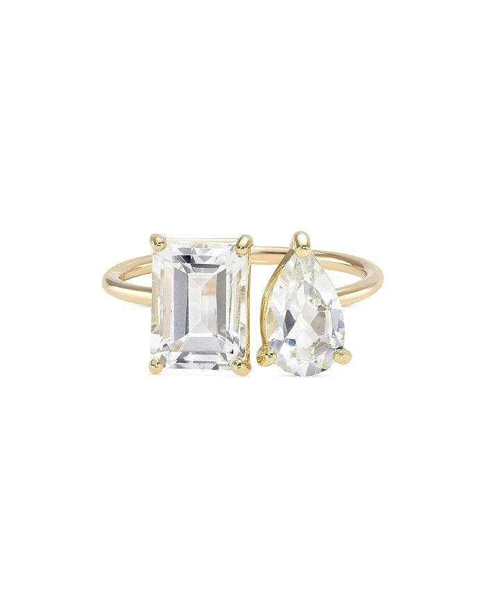 Zoe Lev 14K Yellow Gold White Topaz Toi & Moi Ring