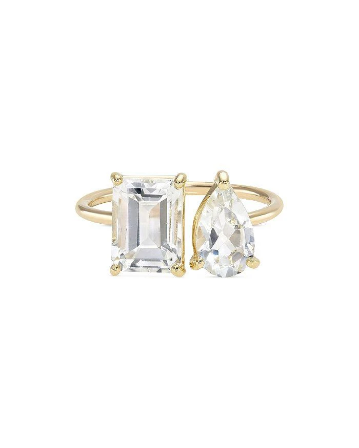 Zoe Lev 14K Yellow Gold White Topaz Toi & Moi Ring 1