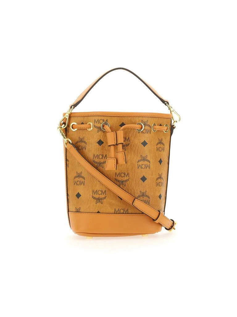 MCM MCM Allover Monogram Pattern Drawstring Bucket Bag 1