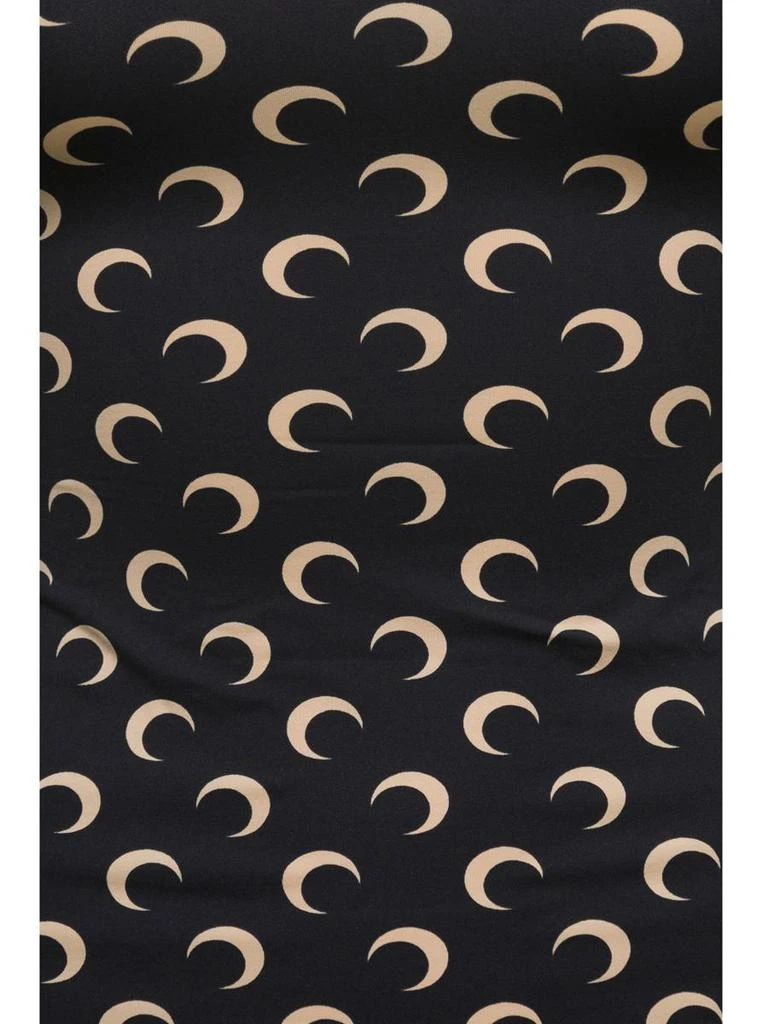MARINE SERRE Black Crewneck T-Shirt With All-Over Crescent Moon Print In Tech Fabric Stretch Woman 3