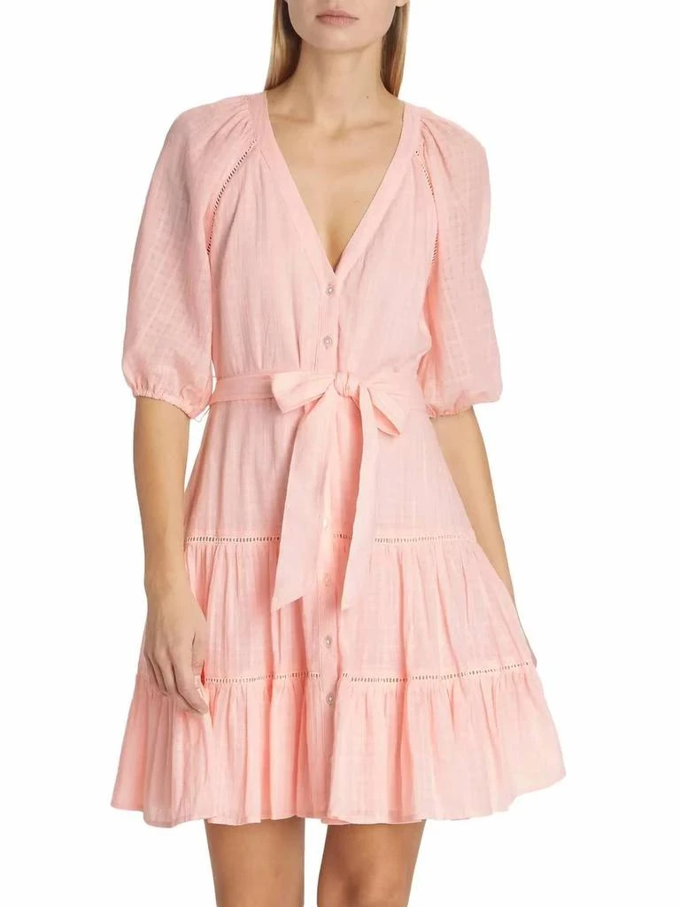 Shop Dewey Tiered Cotton Button-Up Tie Waist Dress In Pink-Haze on Sale at  BeyondStyle  Get 66% Off Dewey Tiered Cotton Button-Up Tie Waist Dress In  Pink-Haze with Limited-Time Flash Deals, Exclusive