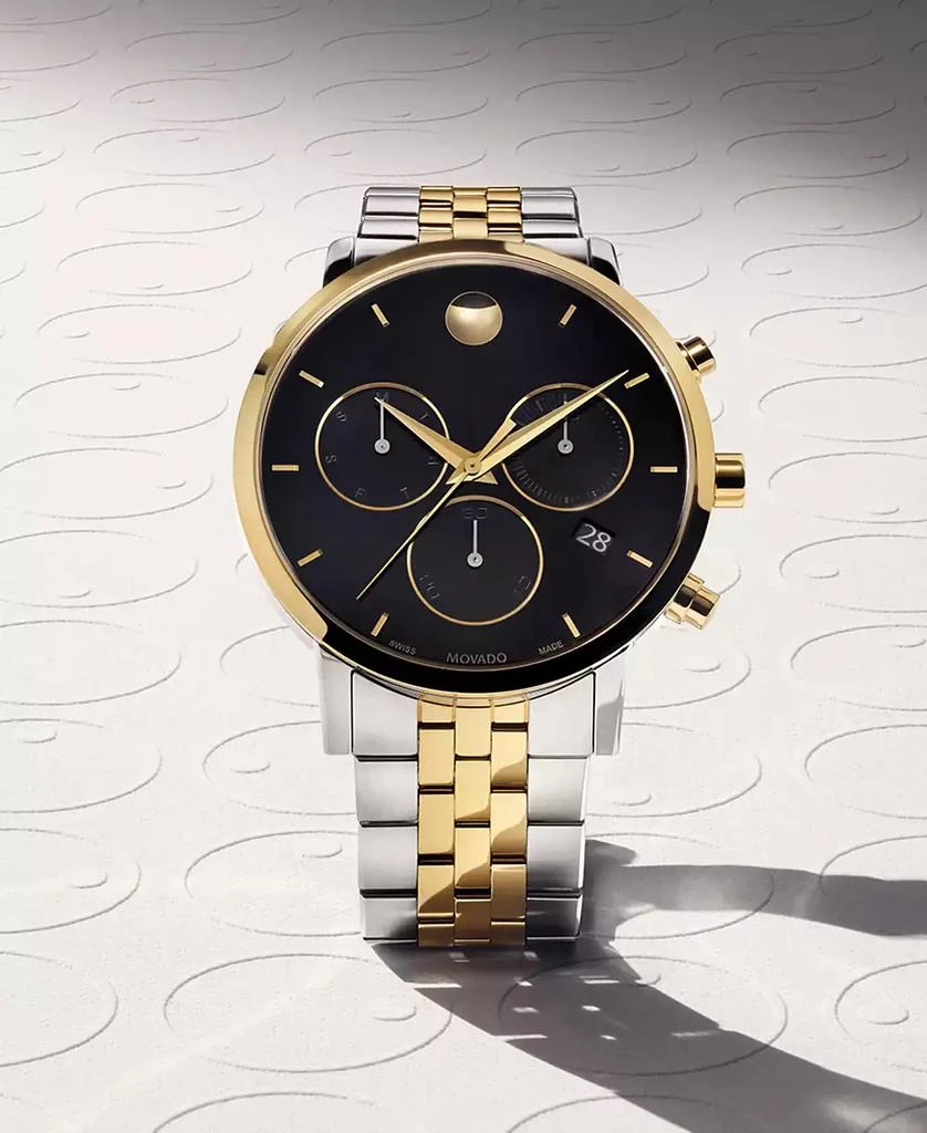Movado Men's Museum Classic Swiss Quartz Chrono Two Tone Stainless Steel and Light Yellow PVD Watch 42mm 4