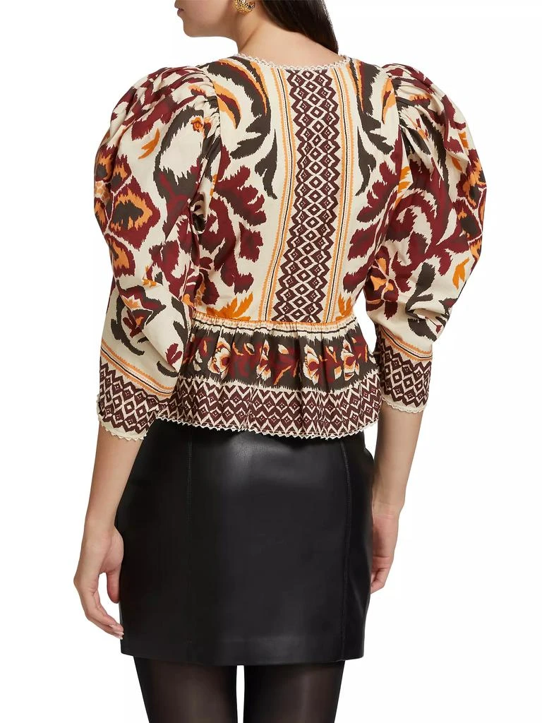 Farm Rio Toucans Scarf Puffed Sleeve Blouse 5