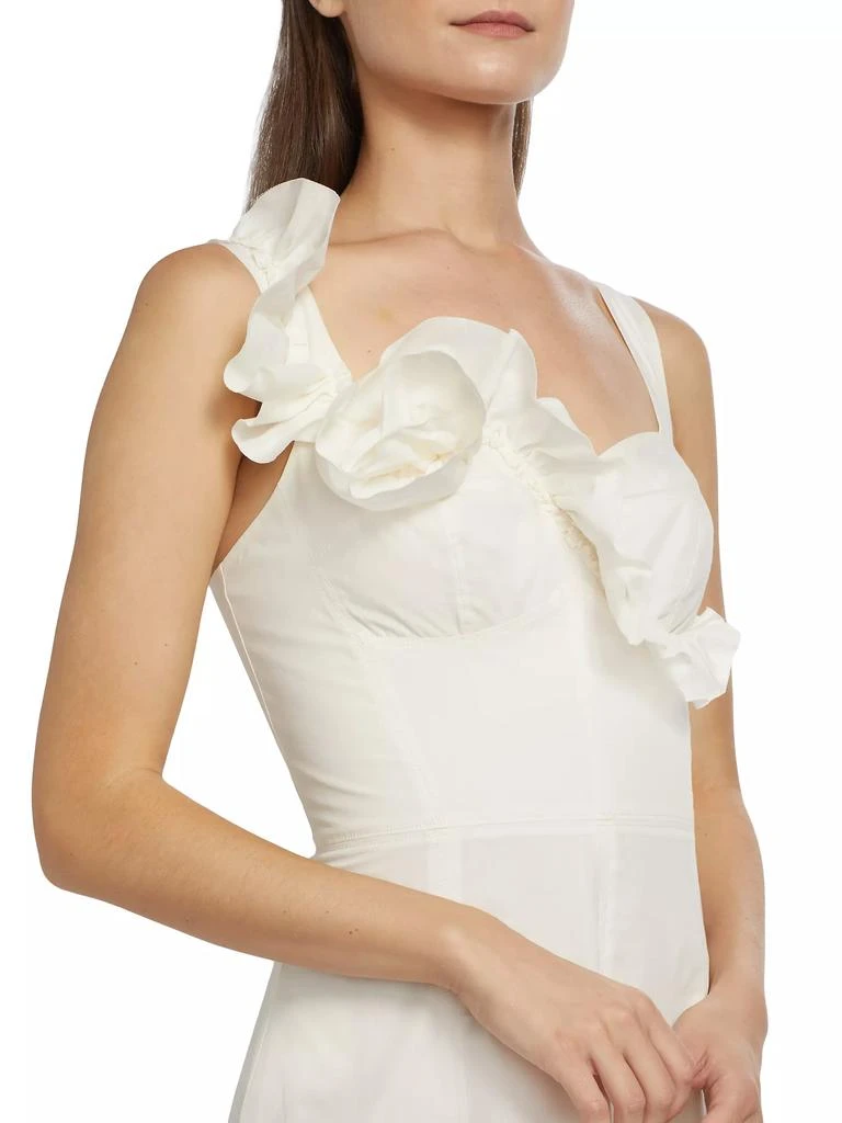 Marchesa Rosa Cotton Ruffled Sweetheart Midi-Dress 6