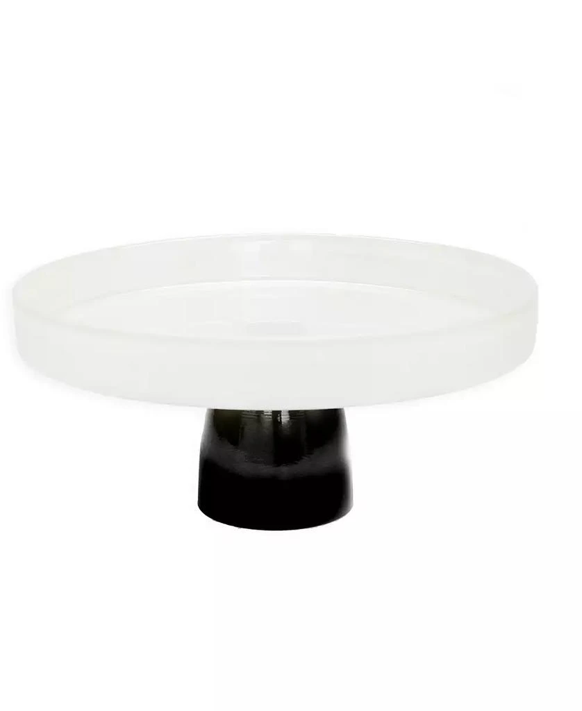 Classic Touch Glass Cake Plate on Black Stem, 9.5" D 1