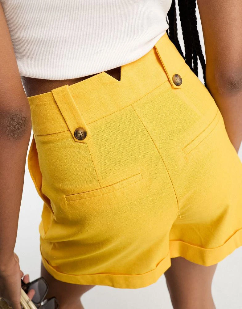 ASOS ASOS DESIGN Tall mom short with waist tabs with linen in citrus 4