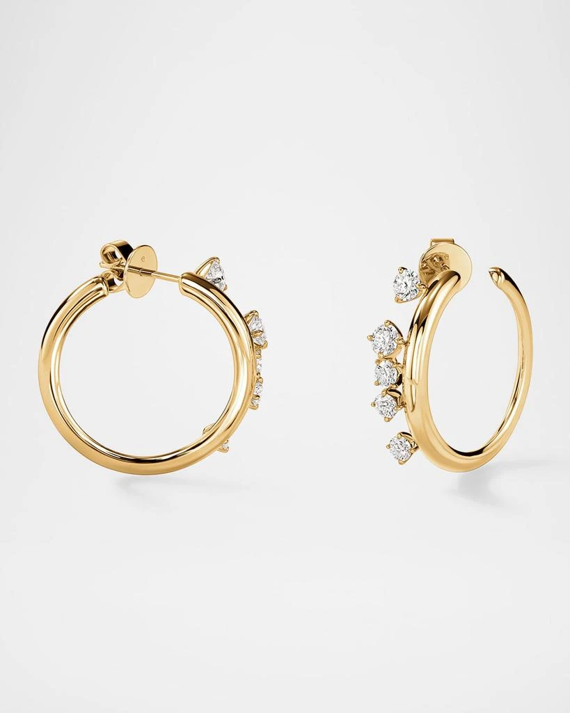 Hearts On Fire 18K Yellow Gold Barre Floating Diamond Small Hoop Earrings 3