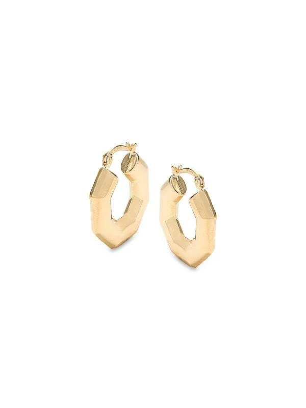 Saks Fifth Avenue 14K Yellow Gold Octagon Hoop Earrings 1