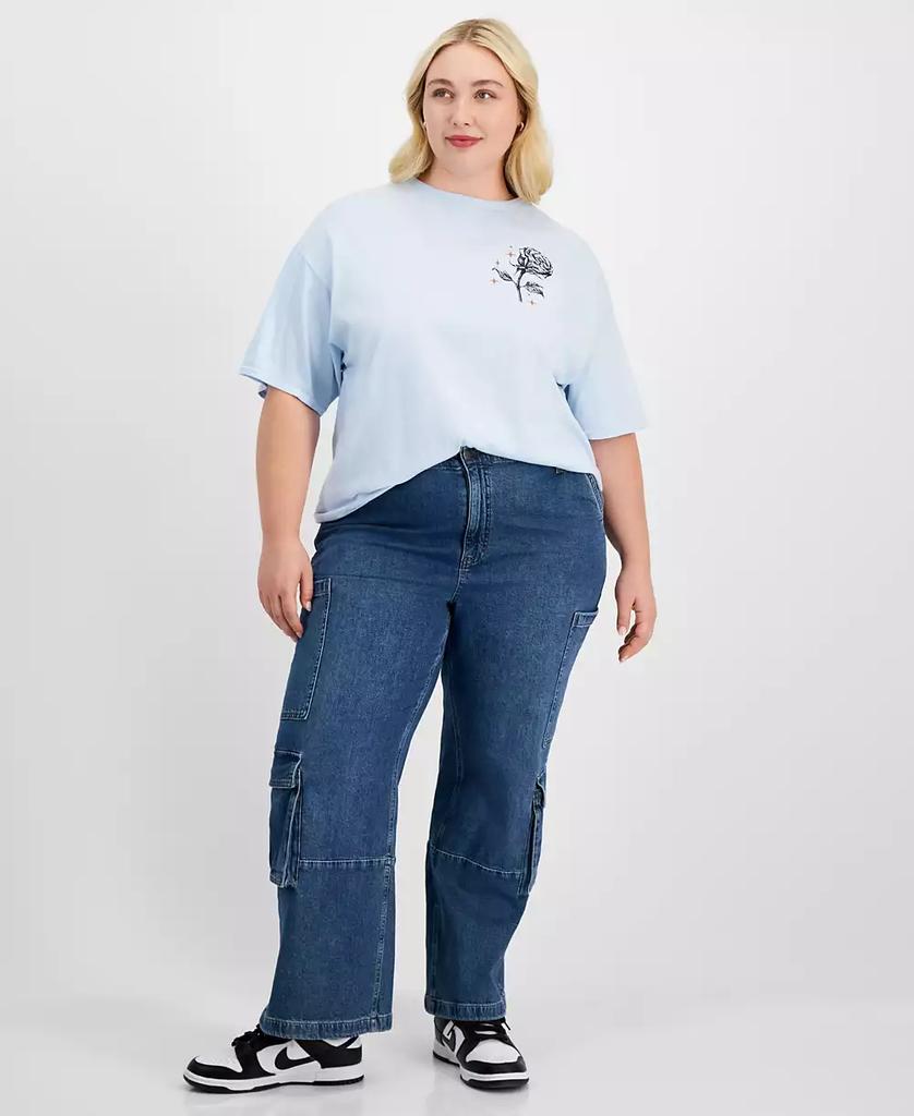 Rebellious One Trendy Plus Size Rose Graphic Cotton T-Shirt