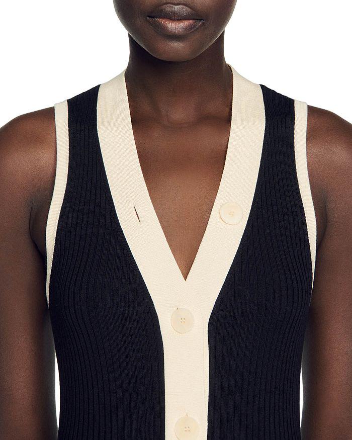 Sandro Gabriella Two Tone Rib Knit Maxi Dress