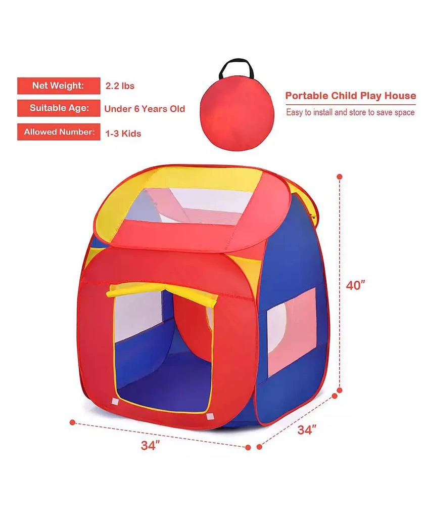 Costway Portable Kid Baby Play House Indoor Outdoor Toy Tent Game Playhut With 100 Balls 3