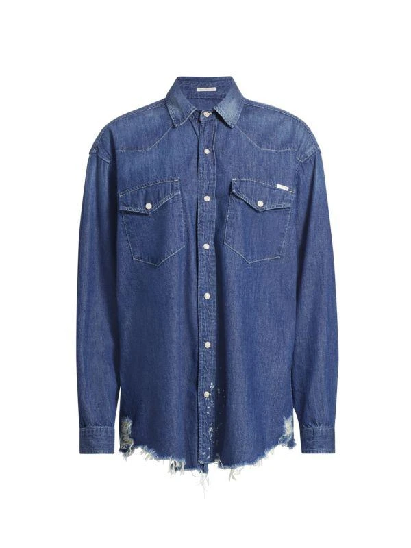 MOTHER The Western Denim Longline Shirt 5