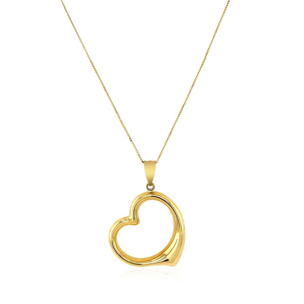 FASHNZFAB 14k Yellow Gold Floating Heart Drop Pendant