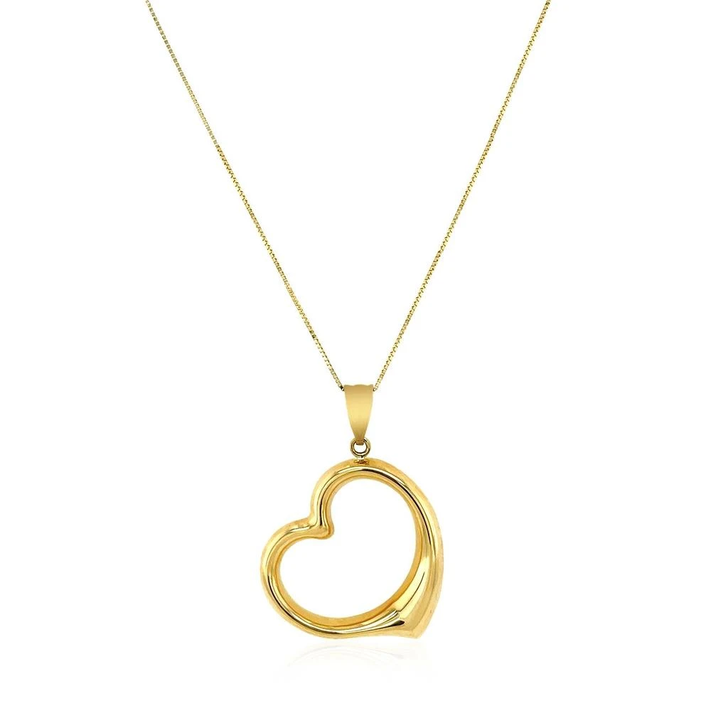 FASHNZFAB 14k Yellow Gold Floating Heart Drop Pendant 2