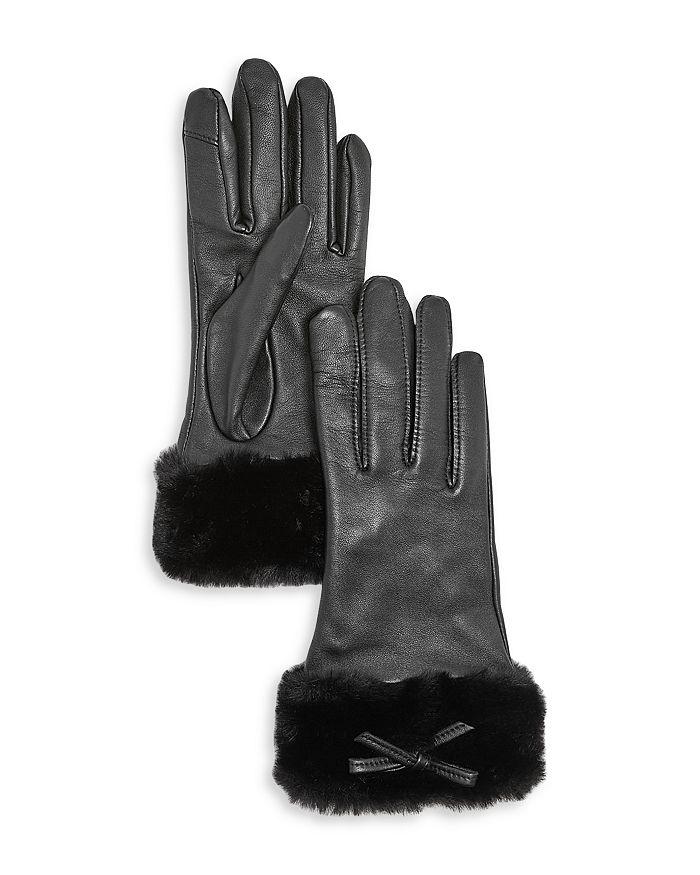 AQUA Leather & Faux Fur Cuff Gloves - Exclusive