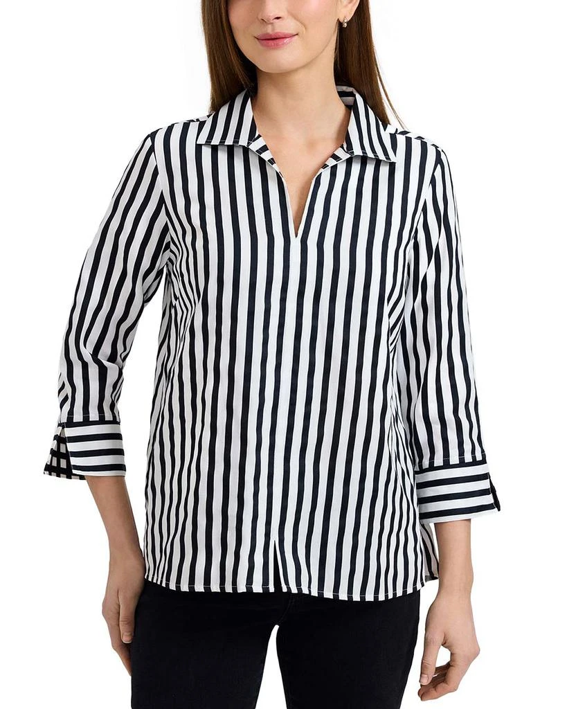 FOXCROFT Agnes Long Sleeve Striped Cotton Shirt 1