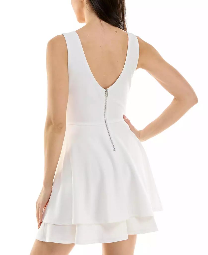 Emerald Sundae Juniors' Mesh-Inset Fit & Flare Dress