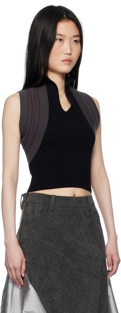 PAULA CANOVAS DEL VAS Grey & Black Knit Halter Polo 2