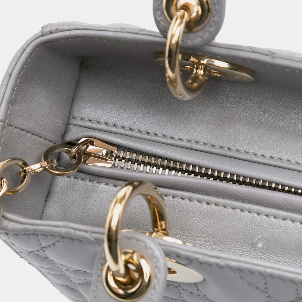 Dior Dior Grey Lambskin Cannage Medium Lady Dior Tote Bag 5